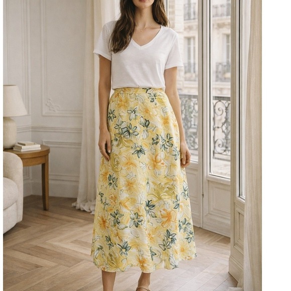 Coldwater Creek Dresses & Skirts - Y2K 90s Retro Coquette Coconut Girl Size Small 100% Silk Floral ‎ Skirt